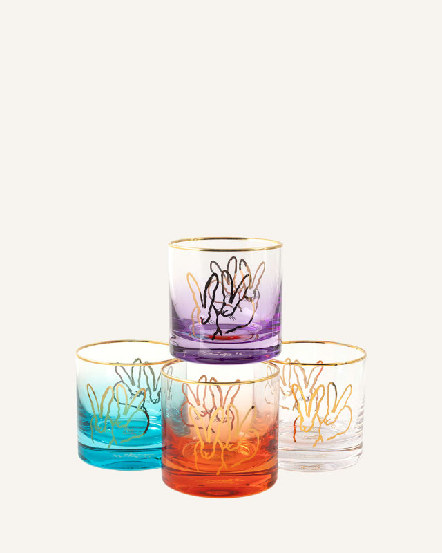 Jewel Tone Double Bunny 10 oz. Old-Fashioned Glasses, Set of 4